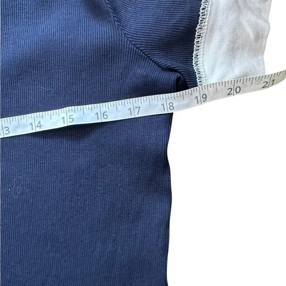 Lauren Jeans Co. Ralph Lauren Navy Contrast Ringer Tee Y2K Patch Detail Size L - Picture 3 of 7